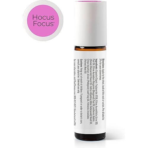 Plant Therapy Hocus Focus KidSafe Essential Oil Blend Pre-Diluted Roll-On 10 mL 13 oz Pure, Therapeutic Grade - Kids Blend for Focus