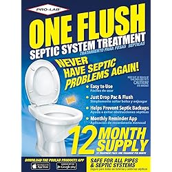 One Flush Septic Tank Treatment Packets - 1 Year Supply of Dissolvable Septic Tank Treatment Packets - Use Septic Treatment Enzymes Packets Monthly to Prevent Expensive Septic System Backups 12 Count