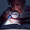 MagniPros Magnifying Glass with Bright LED Lights- 2.5X, 5X, 16X Handheld Magnifying Glass with 3 Interchangeable Lenses-Ideal for Seniors, Maps, Macular Degeneration, Jewelry, Watch