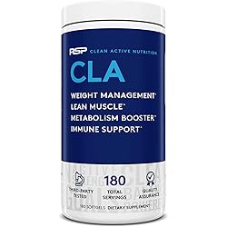 RSP Nutrition CLA 1000 Conjugated Linoleic Acid Max Strength Softgels, Natural Stimulant Free Weight Loss Supplement, Fat Burner for Men & Women, 180 Ct. Packaging May Vary