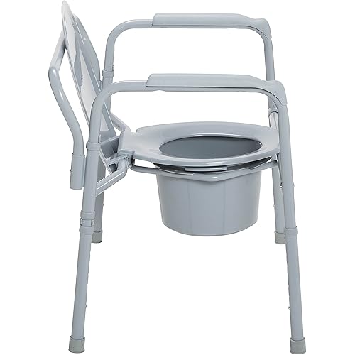 Drive Medical 11117N-1 Bariatric Commode Chair for Toilet with Arms, Gray
