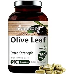 Olive Leaf Extract, 750mg Per Serving, Maximum Strength 20% Oleuropein, 200 Counts 200 Days Supply, Made with Olive Leaf for Immune and Internal Circulation Health Support, Non-GMO