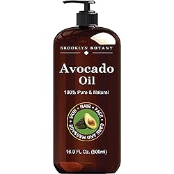 Brooklyn Botany Avocado Oil for Skin, Hair and Face – 100% Pure and Natural Body Oil and Hair Oil - Carrier Oil for Essential Oils, Aromatherapy and Massage Oil – 16 fl Oz