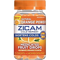 Zicam Cold Remedy Zinc Medicated Fruit Drops, Ultimate Orange, 25 Count Pack of 1