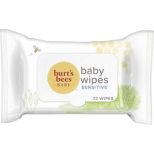 Burt's Bees Baby Wipes, Unscented Towelettes for Sensitive Skin, Hypoallergenic & Non-Irritating, All Natural with Soothing Aloe & Vitamin E, Fragrance Free, 6 Flip-Top Packs 432 Wipes Total