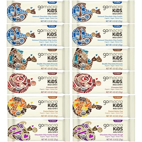 GoMacro Kids MacroBar Organic Vegan Snack Bars Assorted Variety Pack - 0.9 Oz 24 Pack In Sanisco Packaging