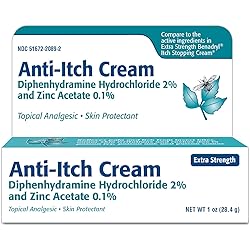 Taro Diphenhydramine Anti Itch Cream for Insect Bites, Skin Irritation and Rashes