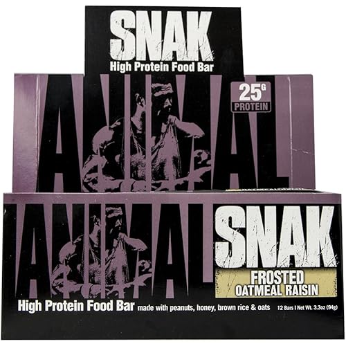 Animal Snak - High Protein, Whole Food Meal bar - Made with Real Foods & Easily Digestable - Oatmeal Raisin - 12 Bars