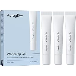 Auraglow Teeth Whitening Gel Refill Pack, 3 10mL Syringe Tubes, 35% Carbamide Peroxide, 30 Treatments