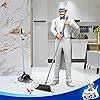 MR.SIGA Broom and Dustpan Set with Long Handle, Upright Broom and Dustpan Combo for Floor Cleaning, Lobby Broom with Adjustable Handle, Gray