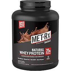 MET-Rx Natural Whey Protein Powder, Chocolate Protein Powder, 5 Lb