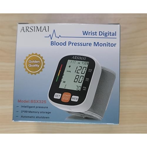 Automatic Wrist Blood Pressure Monitor: Adjustable Cuff 2AAA Battery and Storage Case - Irregular Heartbeat Detector & 198 Readings Memory Function & Large LCD Screen