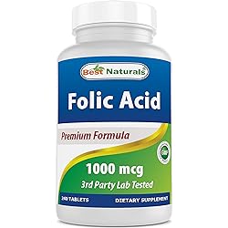 Best Naturals Folic Acid 1000 mcg Vitamin B9, 240 Tablets