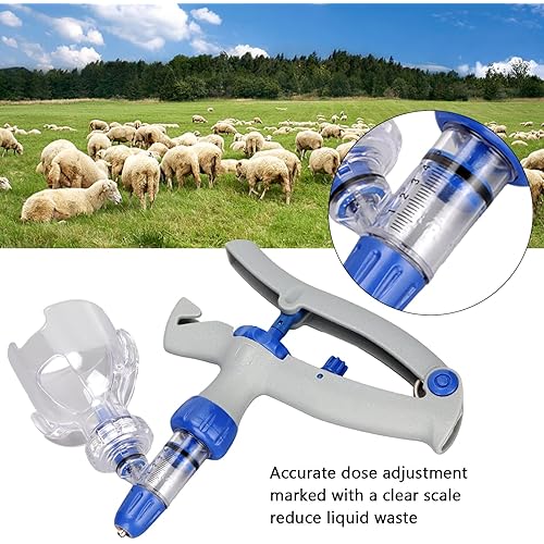 Animal Syringe, Continuous Syringe Animal Injector Gun 5ml Prevent Leakage Bottle Insertion for Veterinary