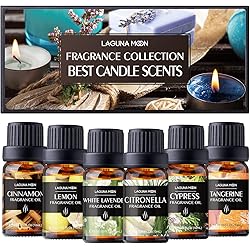Best Candle Set of Fragrance Oil, High Concentration for DIY Candle Making, Soap, Diffuser, Slime, Citronella, Lemon, Cypress, Tangerine, White Lavender, Cinnamon, Scented Oils for Gift