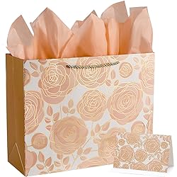 13" Rose Gold Large Gift Bag with Card and Tissue Paper
