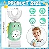 Kids 4inch Electric Toothbrushes U Shaped Ultrasonic Toothbrush Dinosaur Toothbrush Rechargeable Waterproof Toddler Tooth Brush with 2 Brush Heads for Baby 2-12 Years Old, 5 Cleaning Modes Green