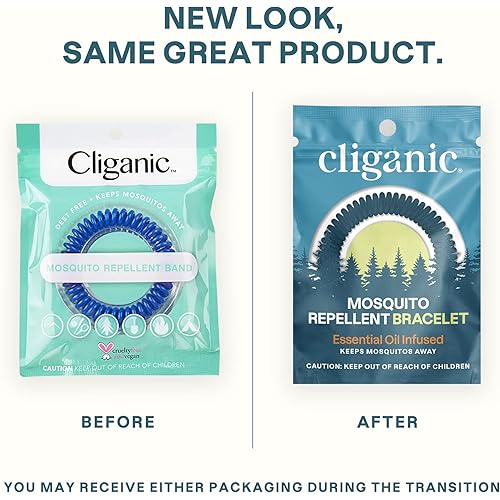 Cliganic 20 Pack Mosquito Repellent Bracelets, DEET-Free Bands, Individually Wrapped Packaging May Vary