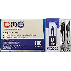 Chicago Medical 22 Surgical Podiatry Pedicure Blades Scalpels Knives Stainless Steel 100BX Sterile CMS #22 for No 4 Handle