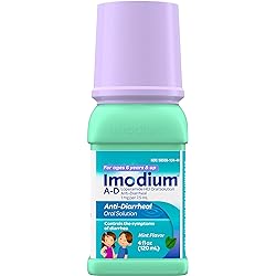 Imodium A-D Children's Liquid Anti-Diarrheal Medicine with Loperamide Hydrochloride for Diarrhea Symptom Treatment & Control for Kids, Mint Flavor, 4 fl. oz