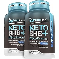 Keto BHB Diet Pills with BioPerine 2 Pack for Enhanced Absorption Faster Ketosis Vegan Capsules Supplement for Women and Men