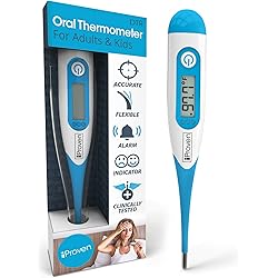 Thermometer for Kids, Babies and Adults [Reliable Oral and Rectal 20 Sec Measurements] Easy to Use, Flexible Tip, with Smiley Fever Indicator, IPROVEN