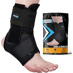SNEINO Ankle Brace for Women & Men - Ankle Brace for Sprained Ankle, Ankle Support Brace for Achilles,Tendon,Sprain,Injury Recovery, Lace up Ankle Brace for Running, Basketball, VolleyballMedium
