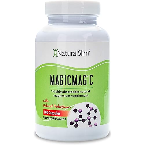 NaturalSlim MagicMag C Magnesium Citrate Capsules, 400 mg – Magnesium Supplement with Natural Potassium | Sleep Support, Heart Health, and Muscle Cramp Relief | Gluten-Free, 100 Capsules 1 Pack