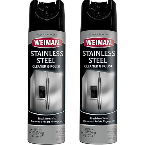 Weiman Stainless Steel Cleaner and Polish - 17 Ounce 2 Pack Protects Appliances from Fingerprints and Leaves a Streak-less Shine for Refrigerator Dishwasher Oven Grill - 34 Ounce Total