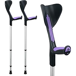 ORTONYX Forearm Crutches 1 Pair - Ergonomic Handle with Comfy Grip - High Density Sturdy Aluminum - 308lb Max 200915