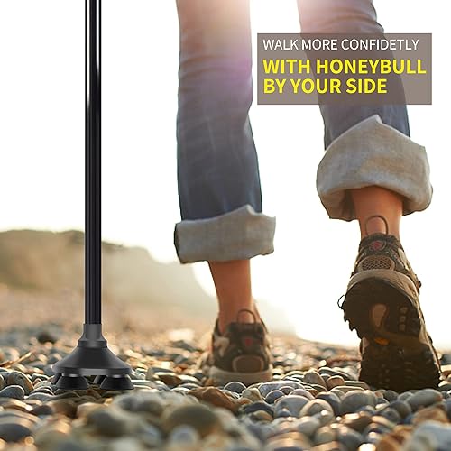 LIXIANG Walking Cane, 5-Level Height Adjustable Walking Stick for Men & Women with Comfortable Plastic T-Handle Portable Folding Walking Cane, Black