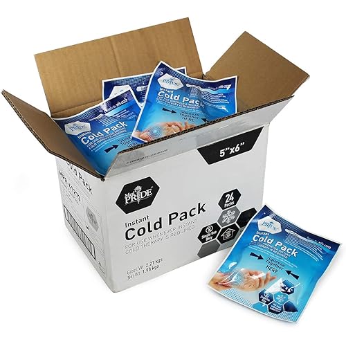 Medpride Instant Cold Pack 5”x 6” – Set of 24 Disposable Cold Therapy Ice Packs for Pain Relief, Swelling, Inflammation, Sprains, Strained Muscles, Toothache – for Athletes & Outdoor Activities