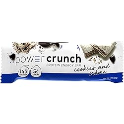 Power Crunch High Protein Energy Snack 1.4-Ounce Protein Bars 20 Cookies & Cream