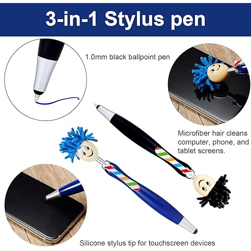 Mop Head Pen Screen Cleaner Stylus Pens 3-in-1 Stylus Pen Duster for Kids and Adults 10 Pieces