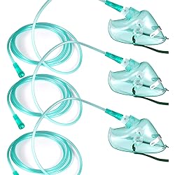 3 Pack- Adult Elongated Oxygen Mask with 6.6' Tubing and Adjustable Elastic Strap - Size XL