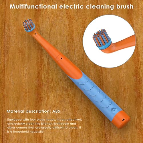 4in1 Electric Scrubber Cleaning Brush with 4 Replacement Heads Dirt Oil Dust Household Brush for Tub Bathroom Kitchen