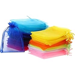 Mudder Organza Gift Bags Wedding Favour Bags Jewelry Pouches, Pack of 100 3.94 x 4.72 Inch, Mixed Color