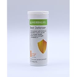 Herbalife Best Defense: Naturally Flavored Effervescent, Herbal Blend Orange Boost 10 Tablets per Tube
