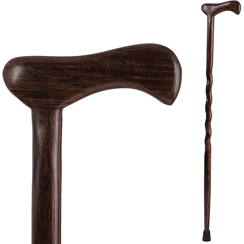 Handcrafted Wood Walking Cane - Made in the USA by Brazos - Twisted Cocobolo Exotic - 37 Inches, Natural 502-3000-0194