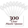 Prestee 300 Clear Plastic Spoons Bulk | Heavy-Duty Plastic Silverware Spoons | Plastic Cutlery | Elegant Disposable Spoons Pack | Bulk Disposable Flatware | Plastic Utensil Set | Disposable Silverware