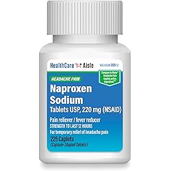 HealthCareAisle Naproxen Sodium, 220 mg - 225 caplets - Headache Pain Reliever, Up to 12 Hours of Relief