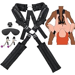 Hoiciey Couples Sex Swing, Love Slings for Adult with Adjustable Straps, Adjustable Bondage Set, Couple SM Sex Game Tool for Sex arms and Legs Bedroom Games Tools Restraining. Black