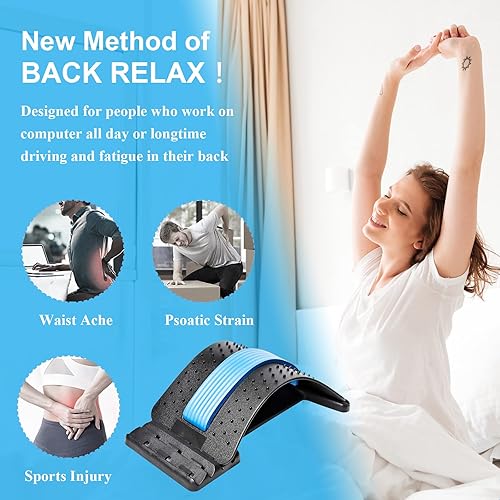 Back Stretcher, 4-LevelsBack Cracker, Back Crack for Lumbar Back Pain Relief, Adjustable Multi-Level Lumbar Support Back Massagers, Lower and Upper Back Pain Relief Device for Scoliosis, Sciatica