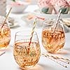 200 Pack] Pink & Gold Paper Drinking Straws 100% Biodegradable Multi-Pattern Party Straws For Birthday, Wedding, Bridal, Baby Shower, And Holiday Decoration
