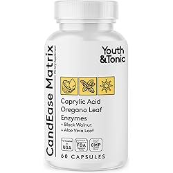 CandEase Matrix Pills to Support Gut Health & Intestinal Flora Restoring Normal Acidity Level | Whole Body Cleanse Complex w Caprylic Acid Oregano Digestive Enzymes Probiotic