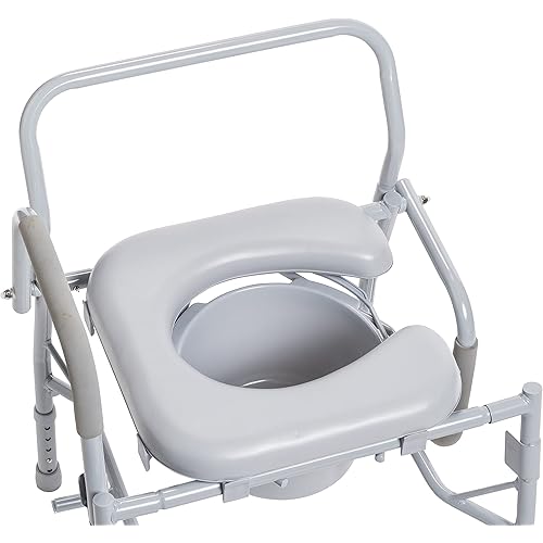 Drive Medical 11125PKSD-1 Commode Chair for Toilet with Padded Seat and Arms, Gray
