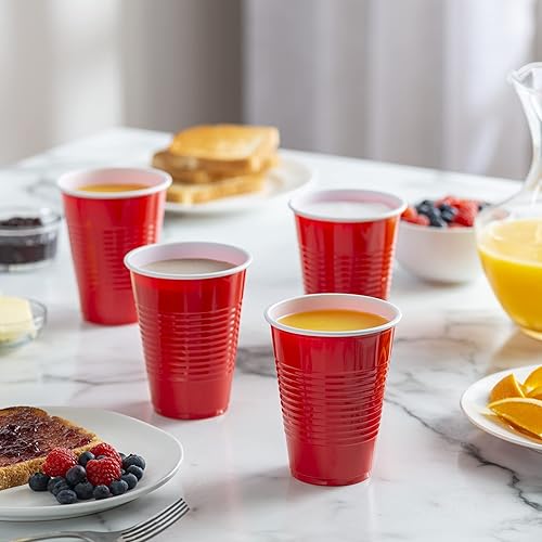Disposable Party Plastic Cups [240 Pack - 16 oz.] Red Drinking Cups