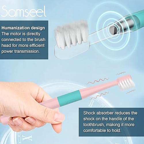Samseel 2-Pack, White and Pink Sonic Electric Toothbrush Lasting for 90 Days Travel Essential Waterproof Portable Mini Design for Daily Oral Care Business Travelling and Holiday Use