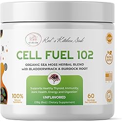 Cell Fuel 102: Organic Sea Moss Irish Moss, Bladderwrack & Burdock Root Powder Herbal Blend - Dr. Sebi Inspired, Organic, 100% Natural, Thyroid & Immunity Support - 8oz