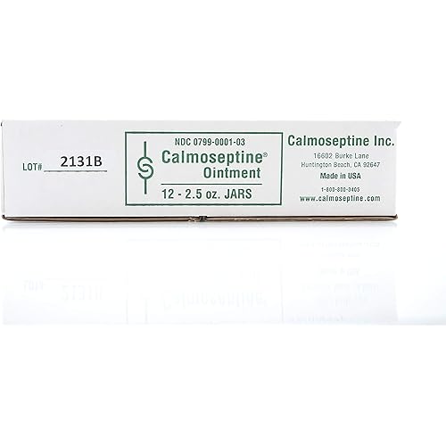 Calmoseptine Moisture Barrier Ointment, Skin Protectant Cream, 2.5 oz Jar, 0799-0001-03 12 Count